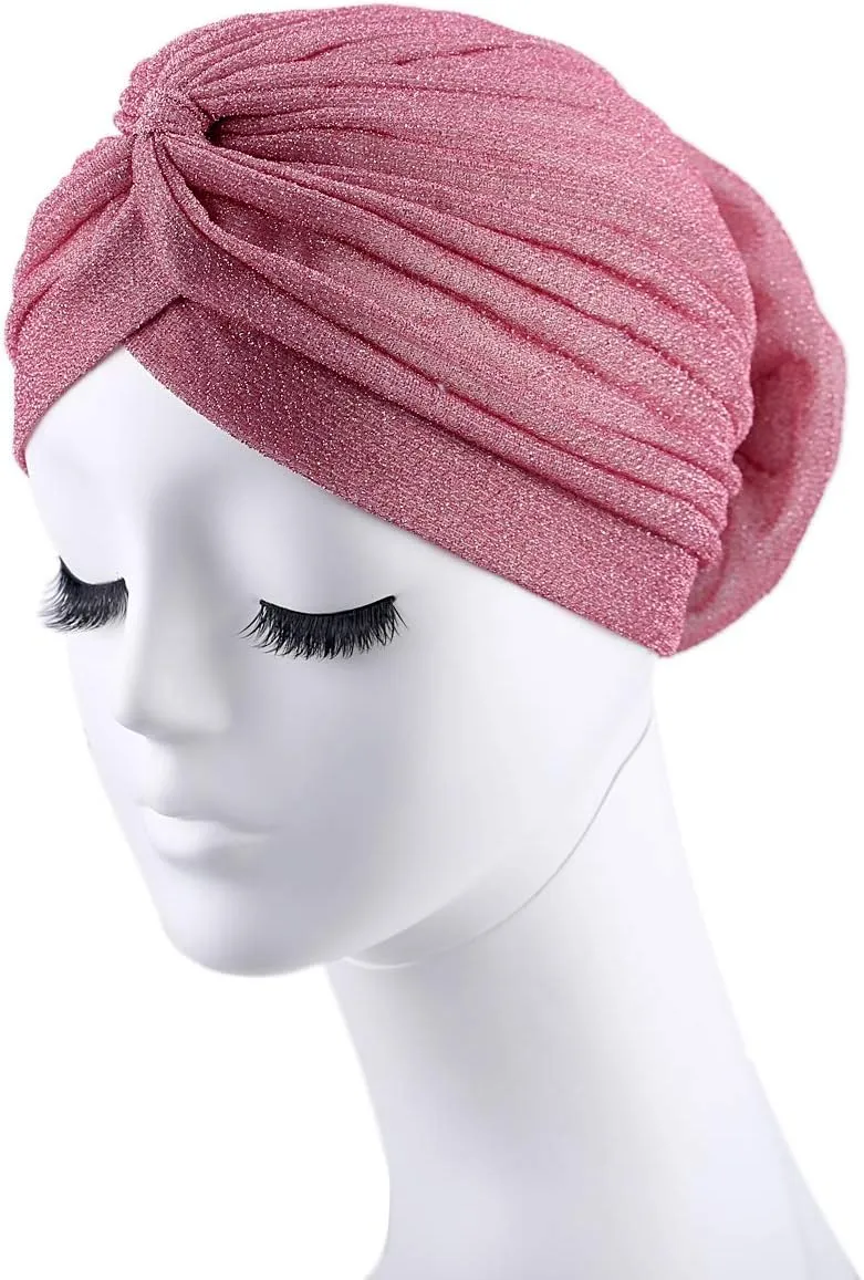 Women Big Flower Headwrap Turban Shining Beanie Bonnet Cap Chemo Cap
