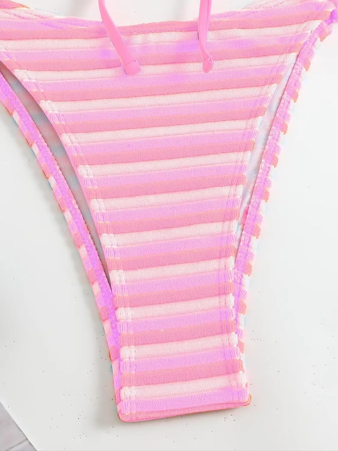 Women's Striped Printed Bandeau Bathing Suit High Waisted Swimsuit Bikini Set