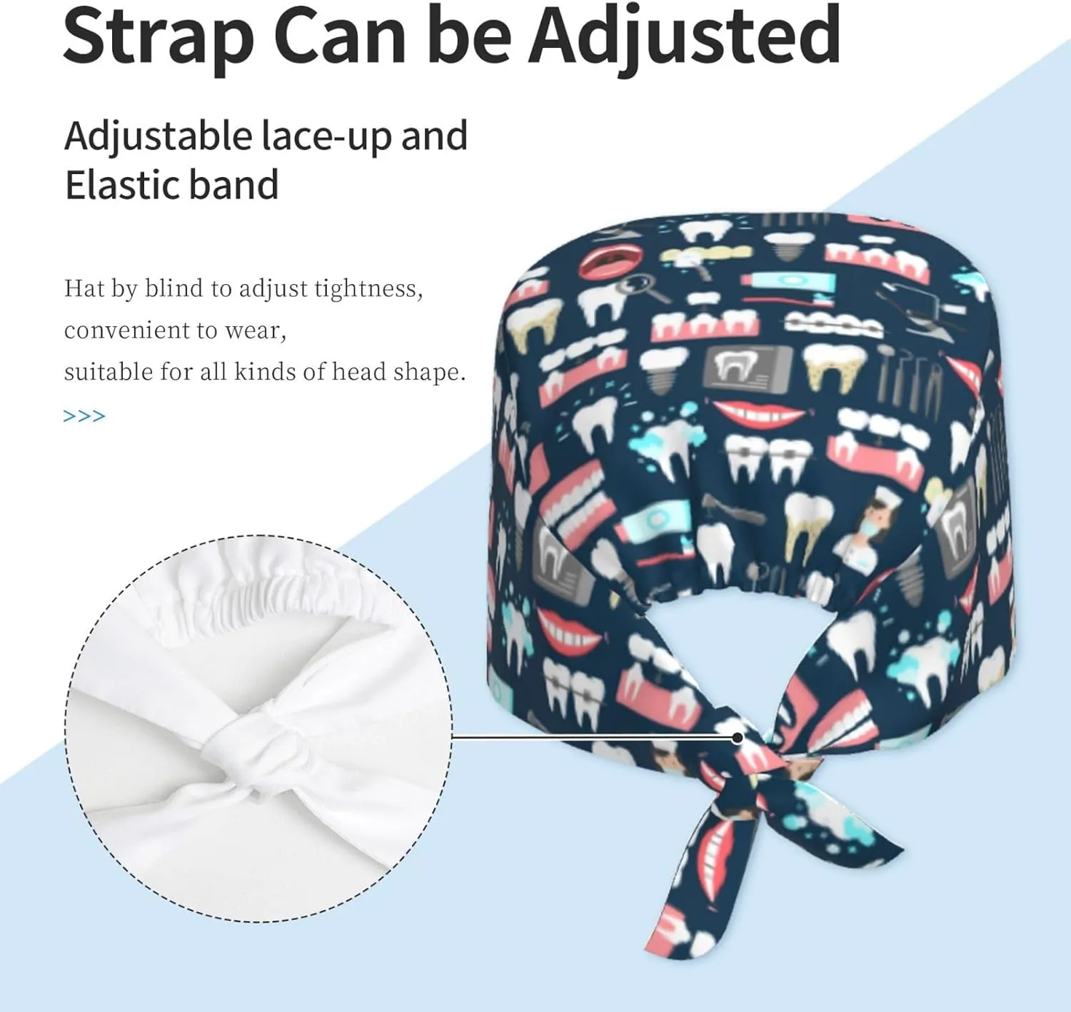 Working Cap Scrub Cap with Sweatband Adjustable Unisex Men Women Tie Back Hat Nurse Surgical Caps