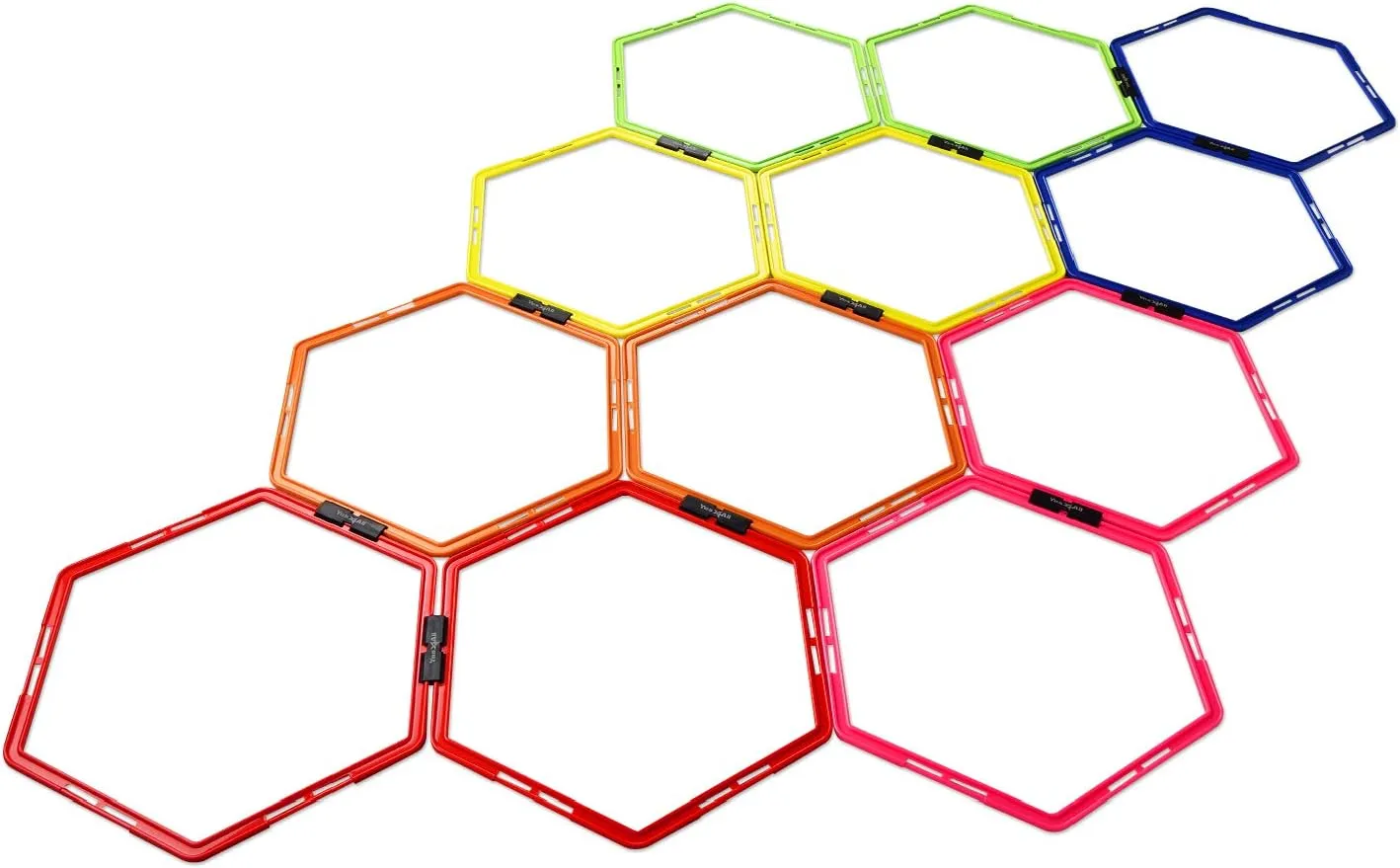 Yes4All Hex Agility Rings/Speed Rings with Carrying Bag  Hexagon Rings, Agility Hurdles for Agility Footwork Training