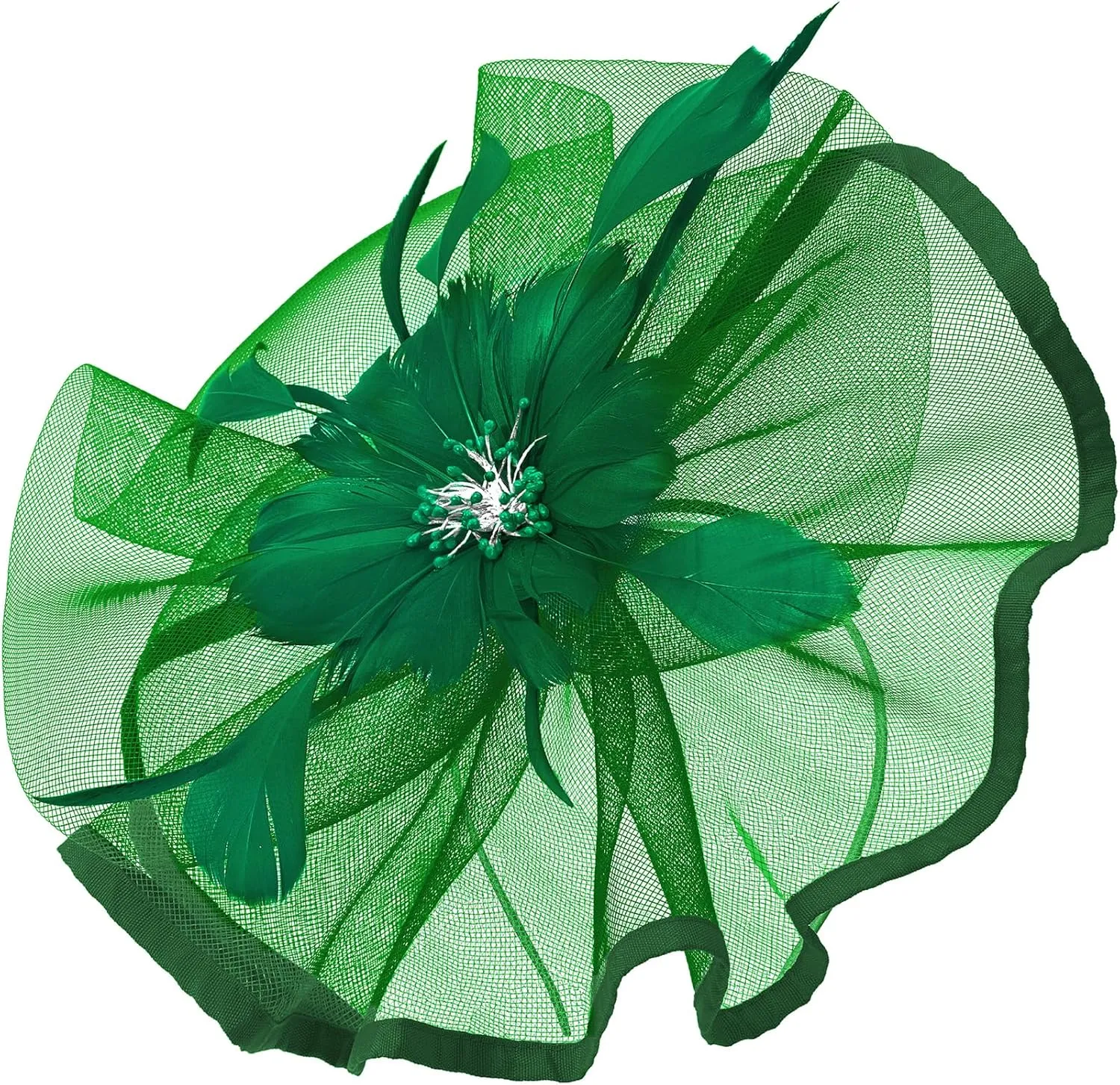 Zando 2025 Kentucky Feather Mesh Fascinators Derby Hats for Women Girls with Clip and Headband Tea Party Wedding Cocktail Hat