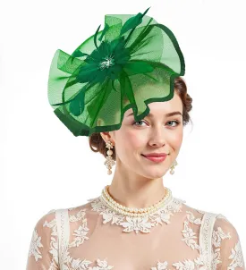 Zando 2025 Kentucky Feather Mesh Fascinators Derby Hats for Women Girls with Clip and Headband Tea Party Wedding Cocktail Hat