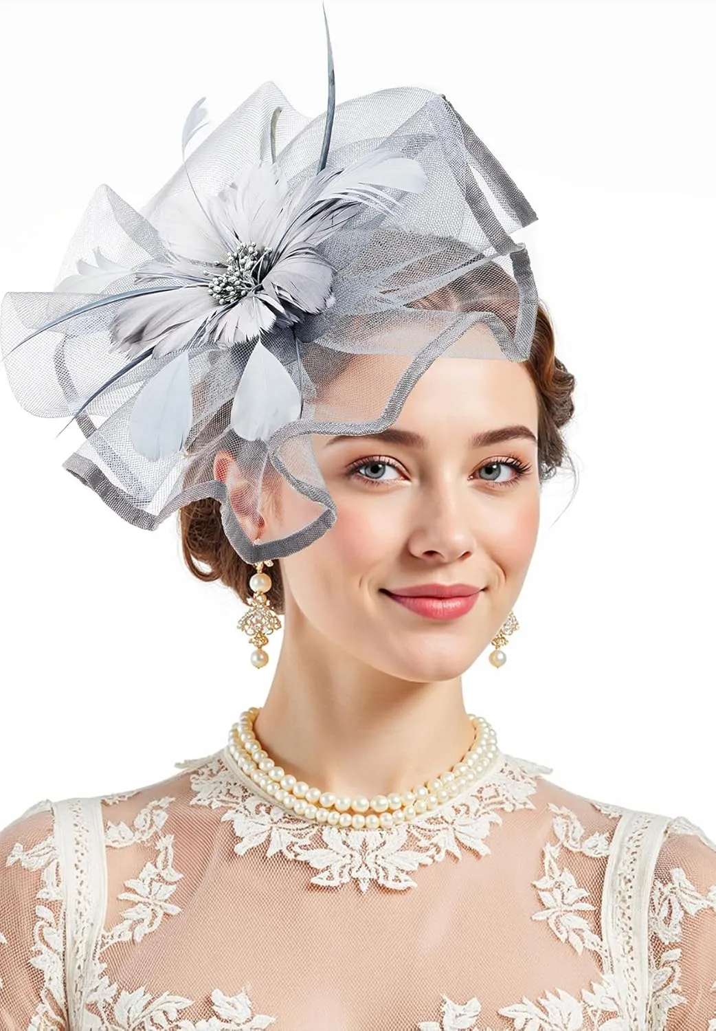 Zando 2025 Kentucky Feather Mesh Fascinators Derby Hats for Women Girls with Clip and Headband Tea Party Wedding Cocktail Hat