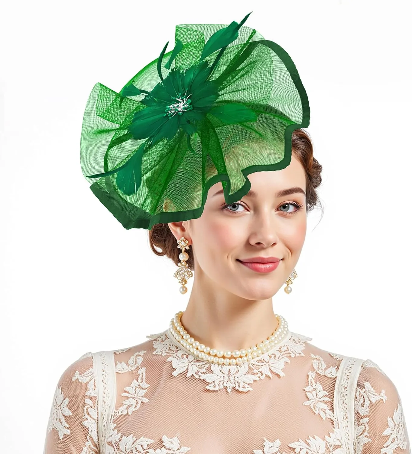 Zando 2025 Kentucky Feather Mesh Fascinators Derby Hats for Women Girls with Clip and Headband Tea Party Wedding Cocktail Hat
