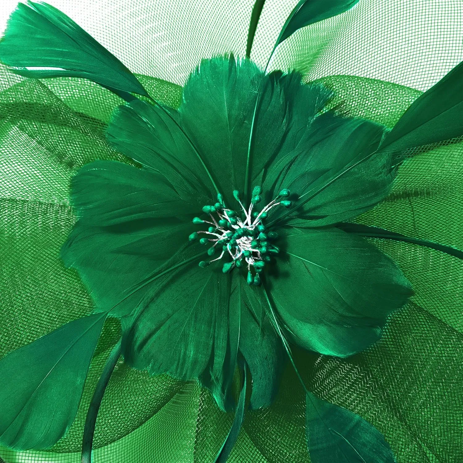 Zando 2025 Kentucky Feather Mesh Fascinators Derby Hats for Women Girls with Clip and Headband Tea Party Wedding Cocktail Hat