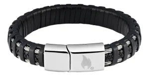ZIPPO LEATHER BRACELET W SSTEEL