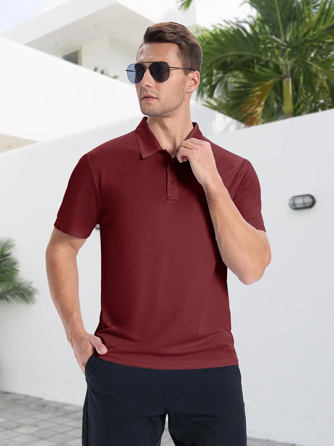 ZITY Mens Polo Shirts Short Sleeve Performance Moisture Wicking Work Golf Shirt
